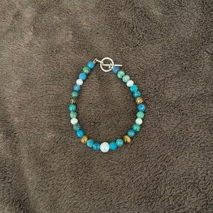 Turquoise tiger eye and pearl bracelet